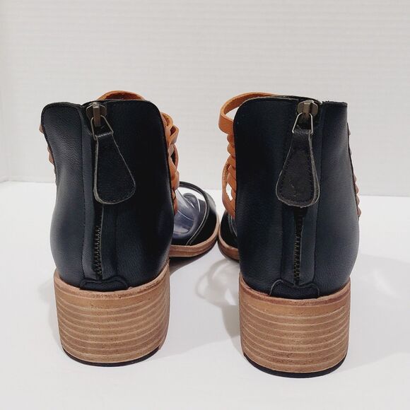 Gee WaWa Sandals Women Sz 10 M Black Brown Leather Ankle Strap Heels Hand Made - Picture 8 of 13